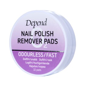 DEPEND O2 nailpolish remover pads odourless fast